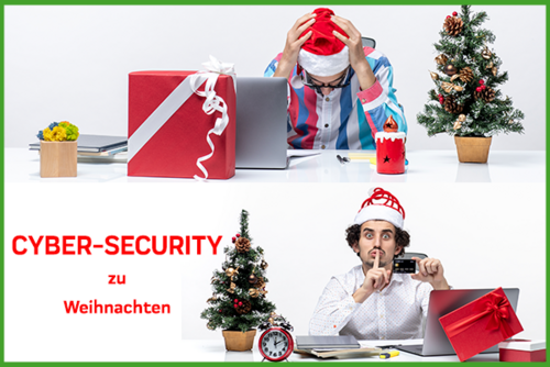 Cyber Security Schriftzug mit Weihnachtsmotiven 