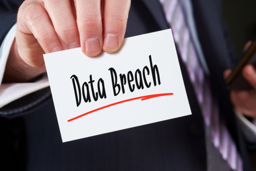 Visitenkarte mit Wortlaut Data Breach 